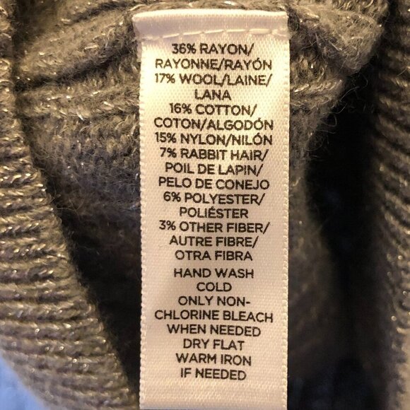 Ann Taylor Loft Gray Sparkle V-Neck Cable Knit Sweater Size S CLOSET CLEAR-OUT! - Picture 6 of 8